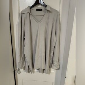 New York & Company Light Gray Button Down Shirt